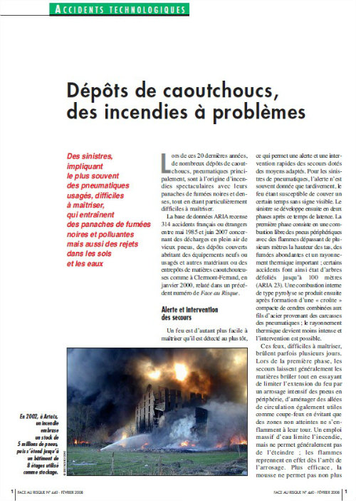 Dépôts De Caoutchouc : Des Incendies à Problèmes